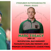 Left: Joint manager Paddy Bergin. Right: Marc Tracey's player profile from Rathdowney-Errill's Facebook page