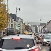 Morning rush hour traffic on the High Road, Letterkenny. Photos courtesy of Cllr Donal 'Mandy' Kelly