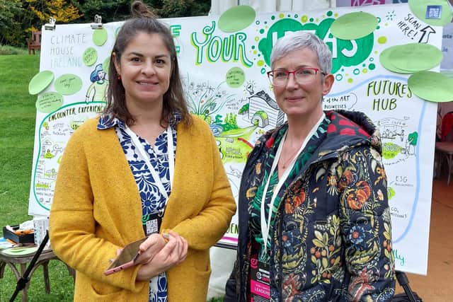 She was viewing an ideas map by artist Eimear McNally (below), visualising suggestions for a project by Climate House Ireland, for an educational nature 'regenerative park' to be built in Laois or Offaly