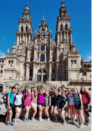 St Vincent's students after completing the Camino