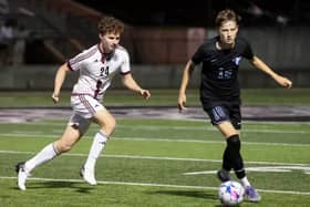 Tullamore teenager Mark Holton (left) in action for Campbellsville University soccer team, Kentucky