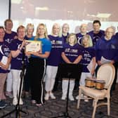 Donegal Relay for Life Survivors Choir recipients of the Gordy Klatt Award at the Relay For Life Donegal 2025 cheque presentation event in the Mount Errigal Hotel. Photo Clive Wasson