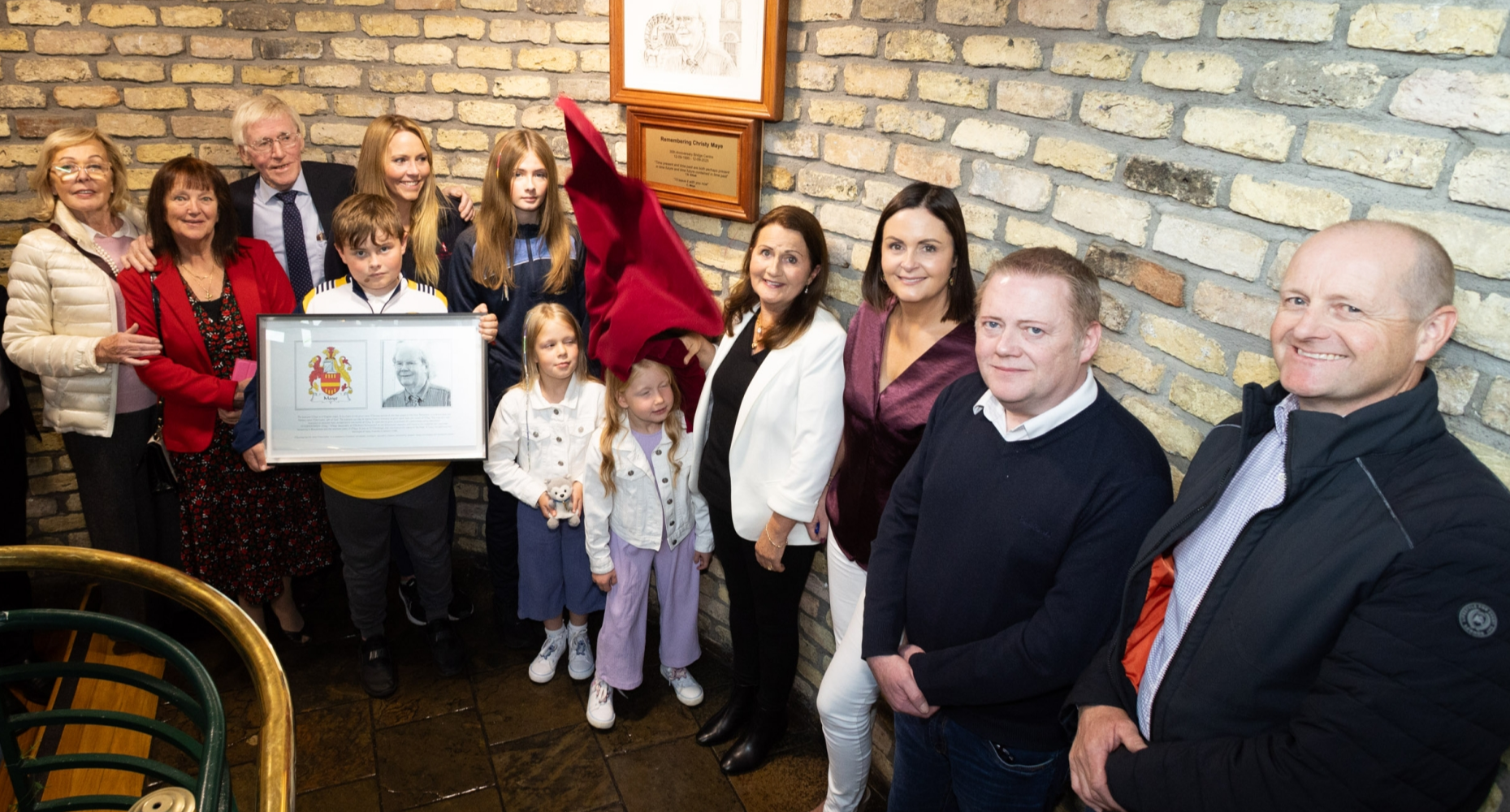 Members of the Maye family at the unveiling of the special plaque in memory of the late Christy. Pic: Ger Rogers