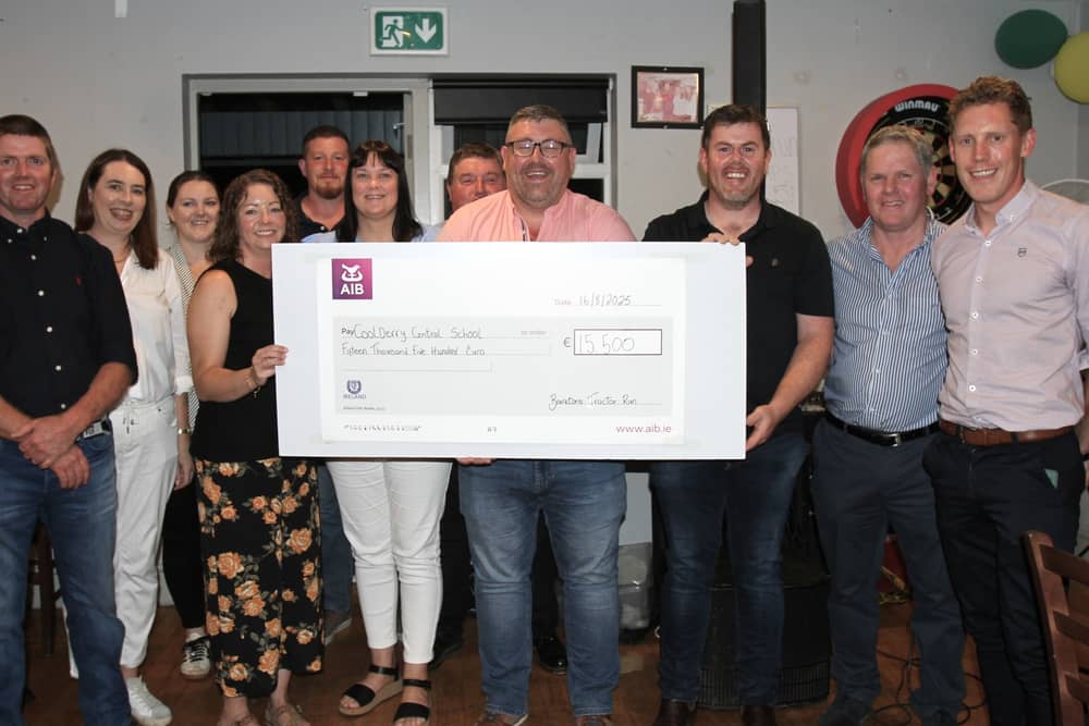 The organising committee of Brereton's Tractor Run presented the proceeds recently. €15,500 was presented to Coolderry Central School.