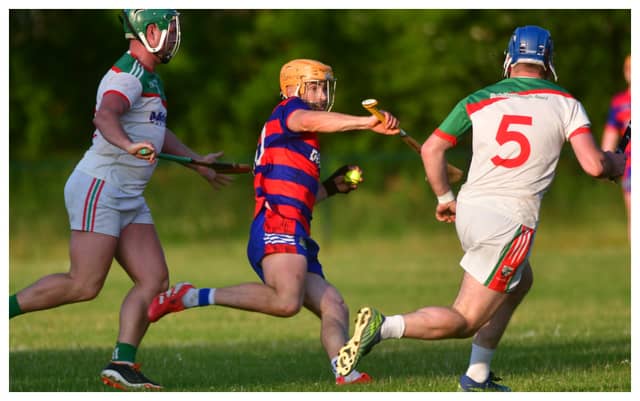 Action from when Colt-Shanahoe played Rathdowney-Errill in the ACHL Division 4 semi-finals. Picture: Denis Byrne