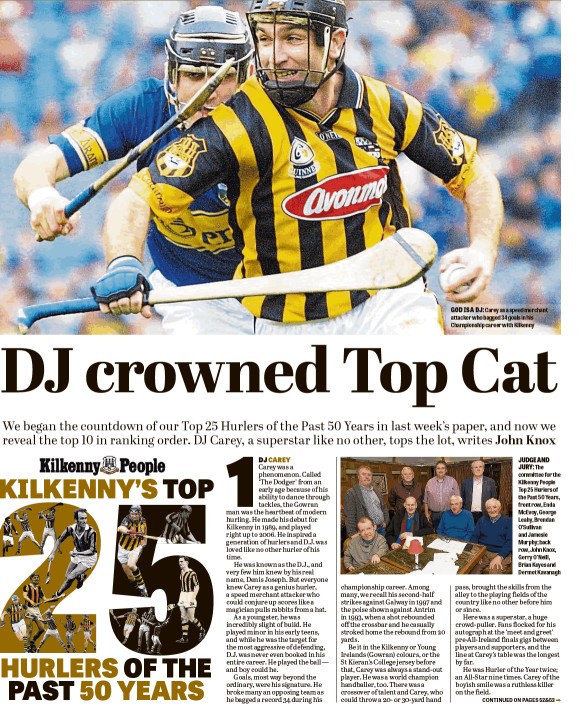DJ Carey was ranked the greatest-ever hurler for Kilkenny