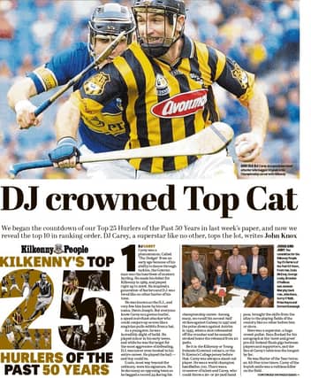 DJ Carey was ranked the greatest-ever hurler for Kilkenny