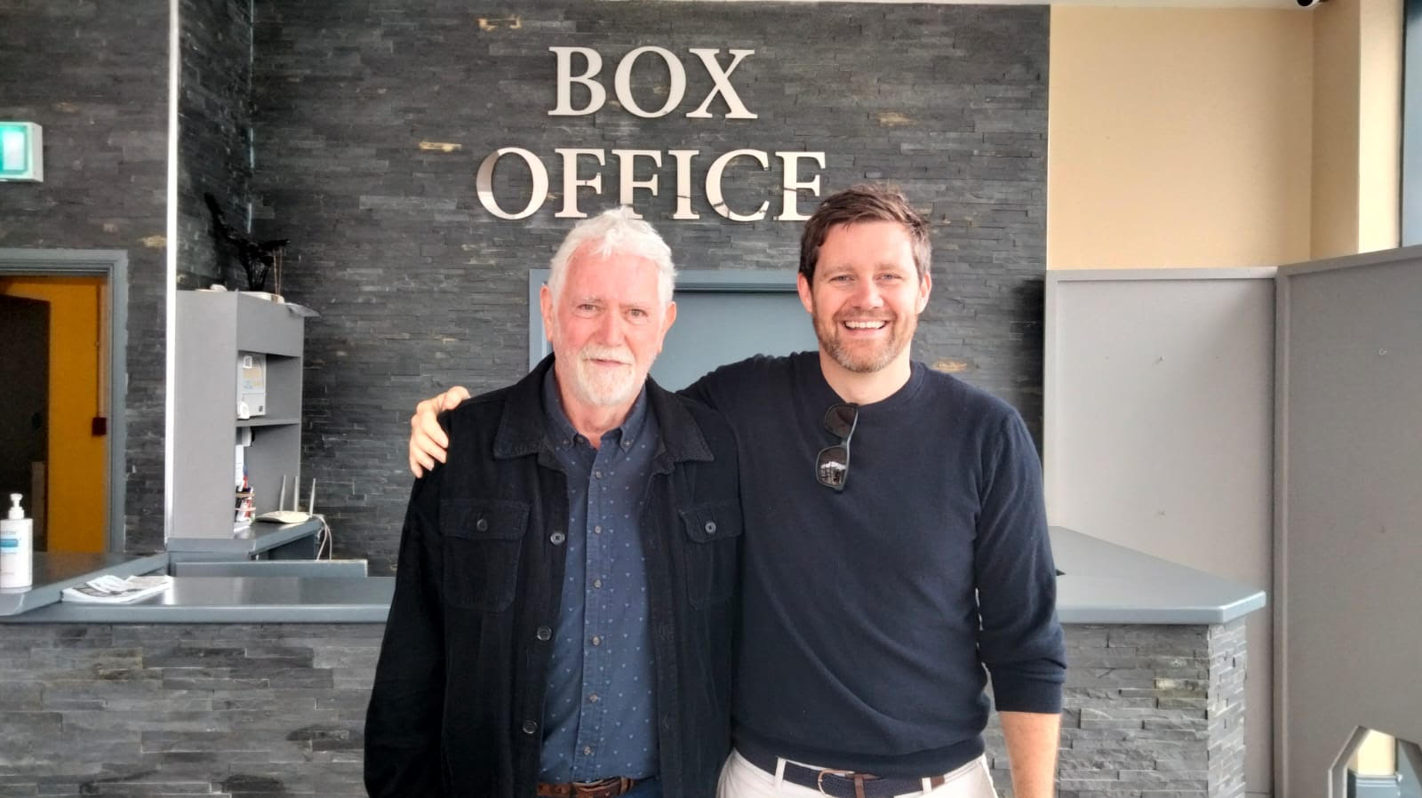 Marc McMenamin (right) with podcast guest, Eurovision winner Charlie McGettigan