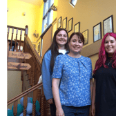 The  production team behind Alice in Wonderwall back row: Choreographer Claire O’Hara, Chorus Mistress  Siobhán Regan, Front:  Director and co-writer  Sandra Power and Production Manager Nicole Breen.