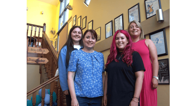The production team behind Alice in Wonderwall back row: Choreographer Claire O’Hara, Chorus Mistress Siobhán Regan, Front: Director and co-writer Sandra Power and Production Manager Nicole Breen.