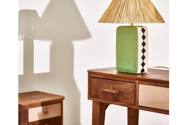 1. Suvi Ceramic Table Lamp & Raffia Shade, £135, Oliver Bonas
