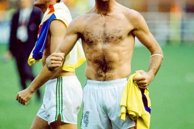 He played in all three games for Ireland under manager Jack Charlton at Euro 88 and was later named as captain (pictured below with Kevin Moran after knocking Romania out on penalties in the last 16 of the 1990 World Cup, Image: Sportsfile). In all, he won 57 Ireland caps.