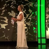 Limerick Rose Leah McMahon in a Limerick-inspired gown, designed by Limerick designer Mary O'Sullivan