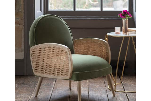 2. Emmeline Olive Green Velvet Armchair, £429 (was £579), Atkin & Thyme