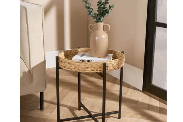 8. OHS Rattan Detachable Round Top Tray Table – Natural/Black, £19 (was £25), Online Home Shop