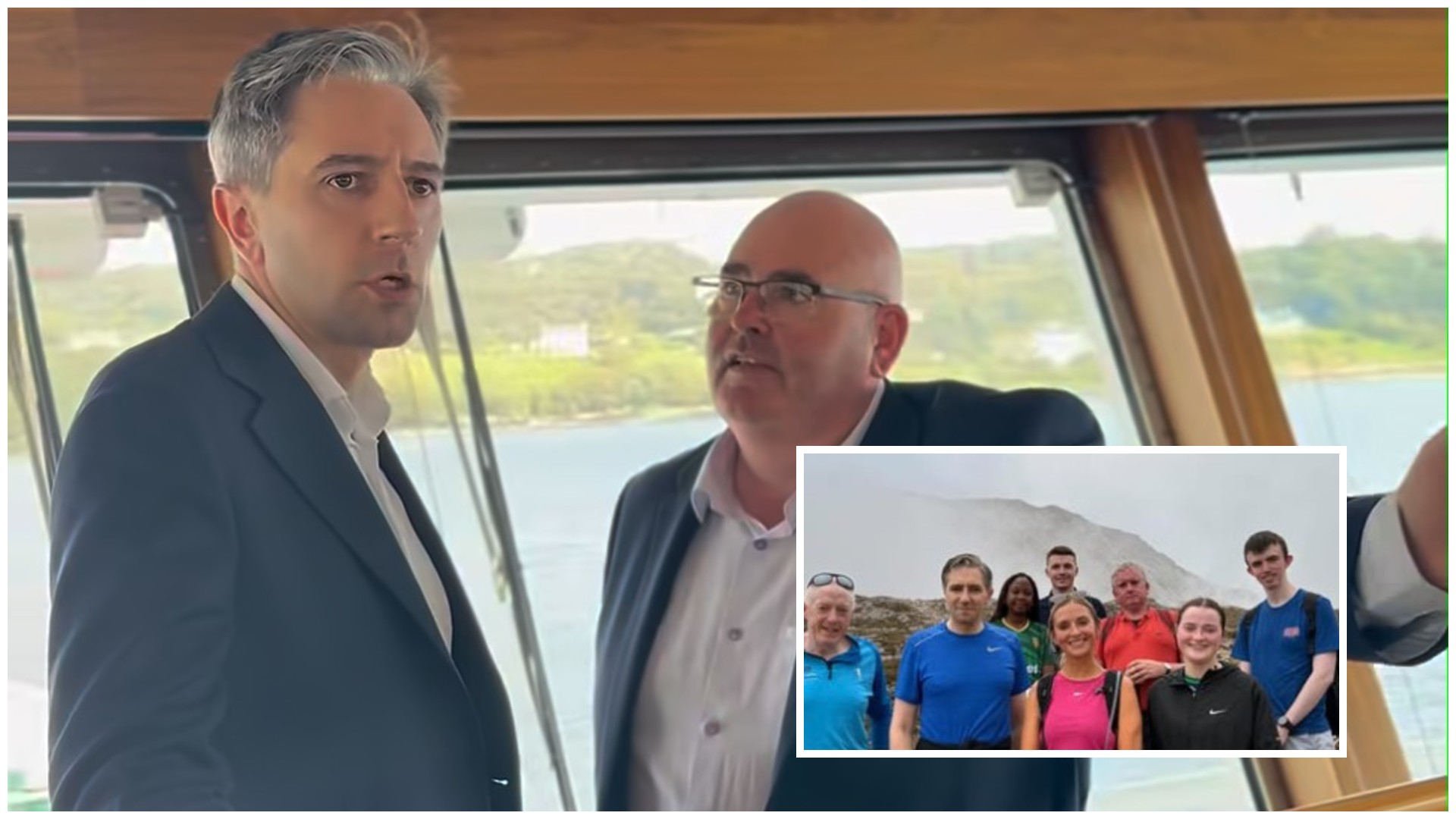 Images from Fine Gael - Tánaiste Simon Harris with Senator Manus Boyle in Killybegs, and Senator Nikki Bradley and others at Errigal