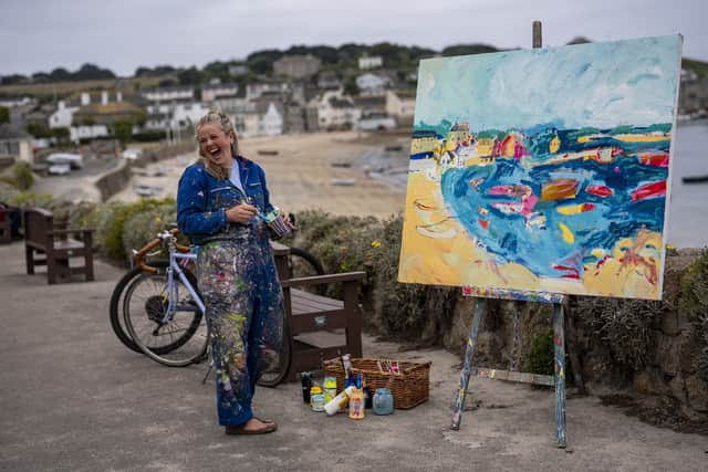 The Liverpool-born artist then followed – painting so prolifically that she ran out of canvases and had to use local sailcloth and pieces of wood from a nearby town hall renovation instead.