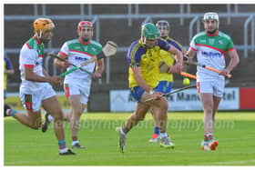 Ciaran Byrne, Abbeyleix St. Lazarians, breaking against Rathdowney Errill on Friday Night