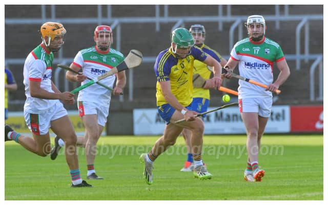 Ciaran Byrne, Abbeyleix St. Lazarians, breaking against Rathdowney Errill on Friday Night