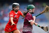 Niamh McPeake of Galway in action against Saoirse McCarthy of Cork during the 2024 Camogie All-Ireland Senior Camogie Championship final | PICTURES: Sportsfile
