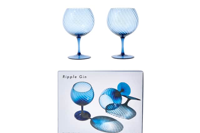 4. Ripple Blue Gin Glasses, Set of Two, £19.50, Oliver Bonas