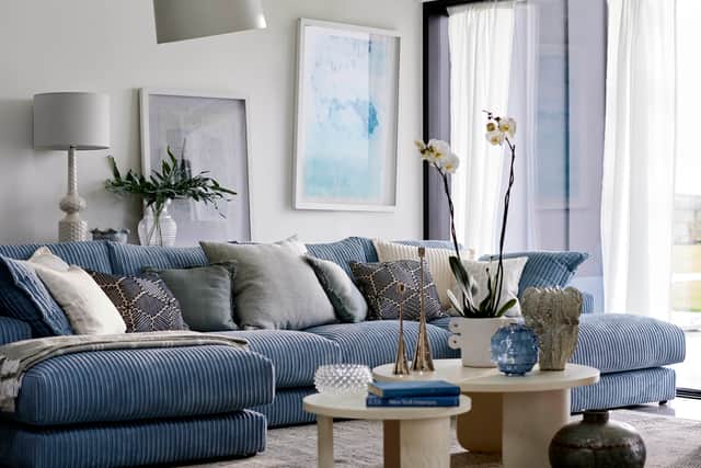 6. DFS Rest Large Double Ended Chaise Sofa – Rest Cord in Sky, £2,199, (was £2,399), DFS