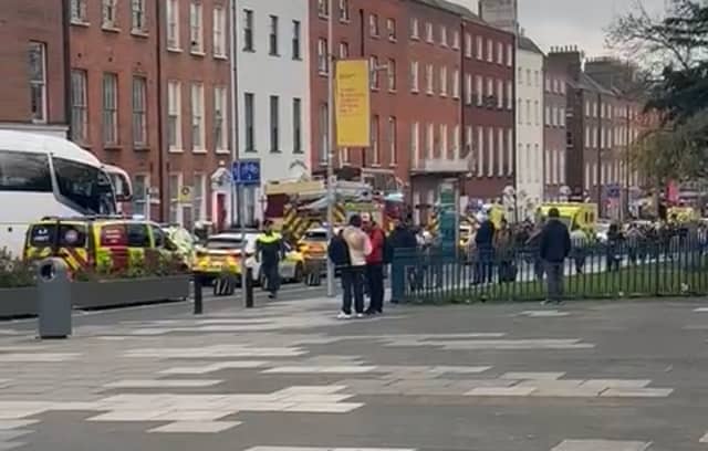 Flowers and tributes left at the scene on Parnell Square | Pic: Stephen Collins