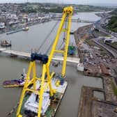 The new sustainable transport bridge being installed across the River Suir / PICTURE: Waterford City and County Council
