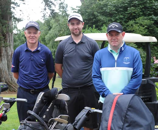 John McKeever, John Paul Casey and Gavin Kelly at a previous Fatima Golf Open. Photo: Arthur Kinahan