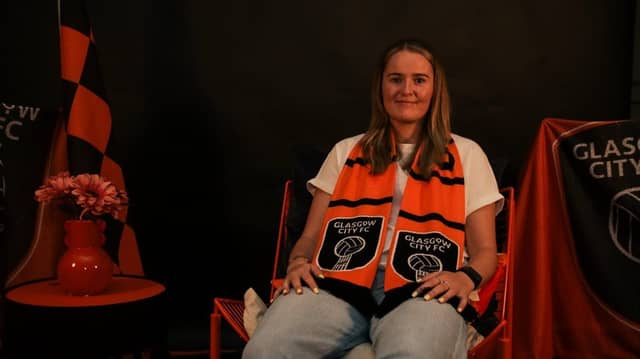 Erin McLaughlin after being unveiled by Glasgow City FC