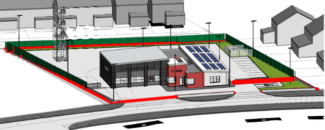 A design image of the new fire station (Vincent Hannon & Associates Architects)