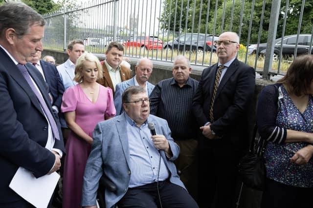 Former Taoiseach Brian Cowen speaking at the opening of the new Fianna Fail office in Edenderry