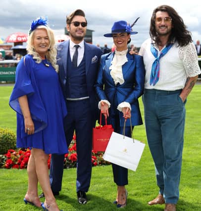 Anna Marie Conroy pictured alongside judges and fashion icons Arthur Gourounlian and Brian Dowling and Amanda Torrens, Owner of Barberstown Castle.