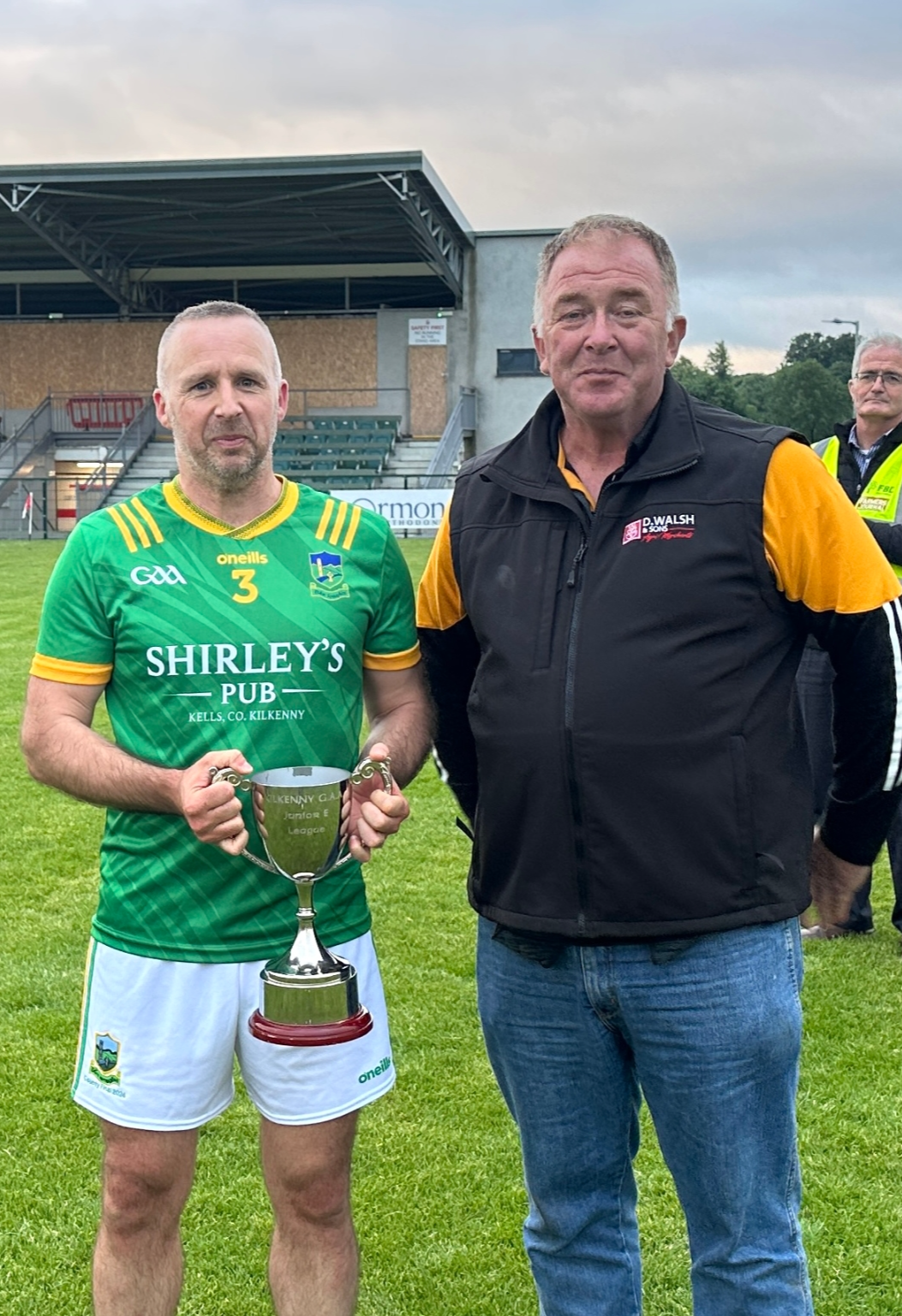 Captain Mark Dowling receives the trophy after Dunnmaggin’s Junior E league success. Picture: Willie Dempsey