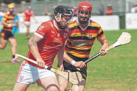 Coill Dubh's Declan Flaherty under pressure from Ardclough David Collins, Photo by Aisling Hyland