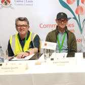 Abbeyleix Tidy Towns chair Robbie Quinn, Communities in Bloom judges Alain Cappelle and Anthony O'Neill and Simon Walton, LCC. Photo: Laois County Council