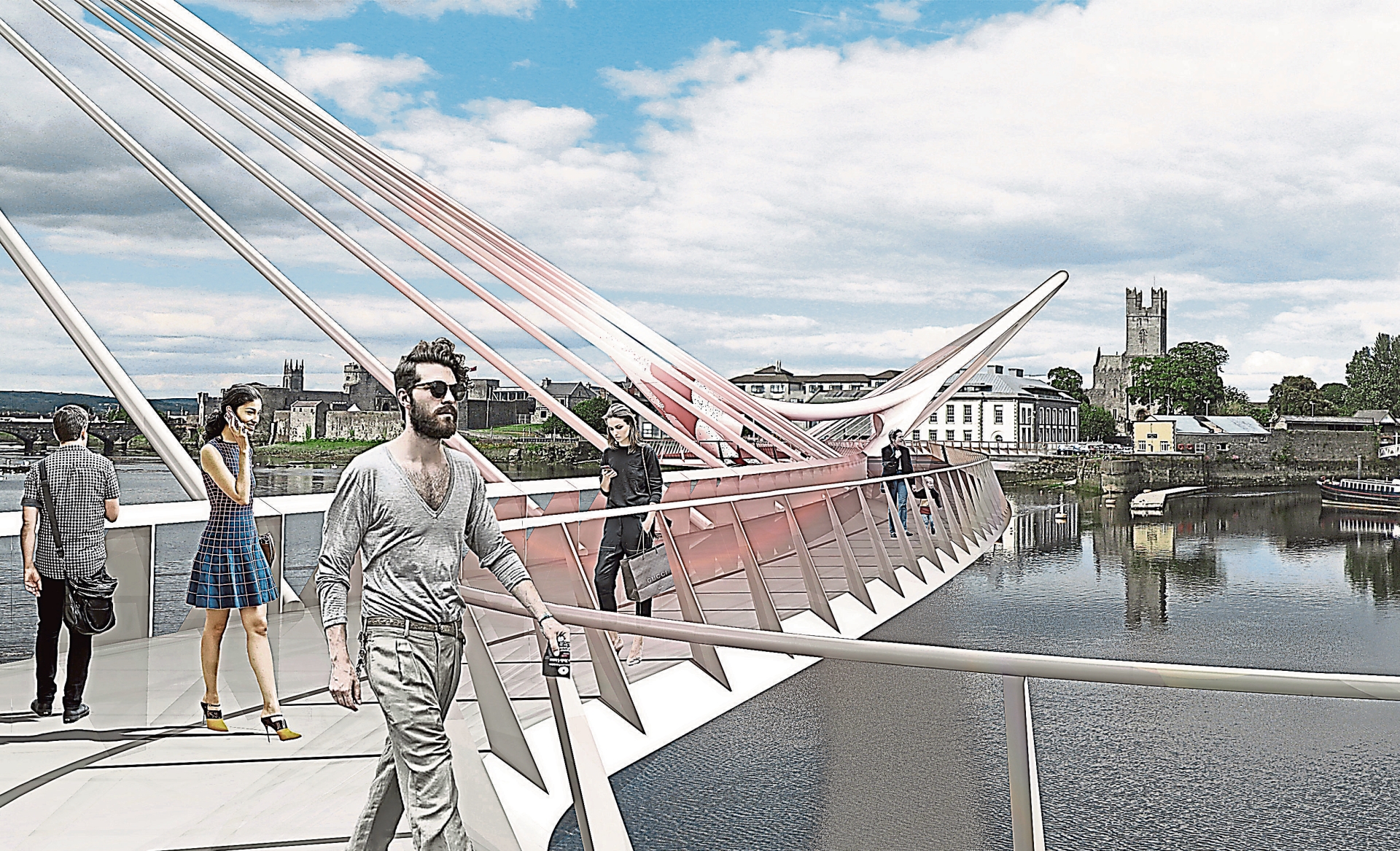 A bridge for the future? An architect's rendering of a proposed  footbridge from Arthur's Quay Park across the Shannon