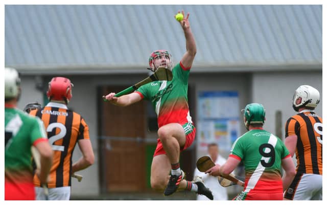 Jer Quinlan rises to catch the ball in his side's victory over Camross. Picture Credit: Denis Byrne