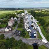 An aerial view of the boats at the annual Shannon Harbour Boat Rally last weekend.