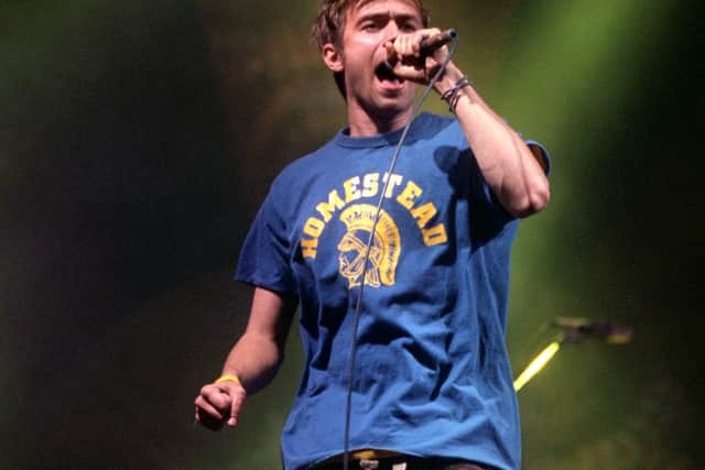 It wasn’t just Oasis that impacted fashion – Damon Albarn, the lead singer of the band’s rival, Blur, also had a distinctive look sporting graphic Tees, parachute pants and vintage knitwear.