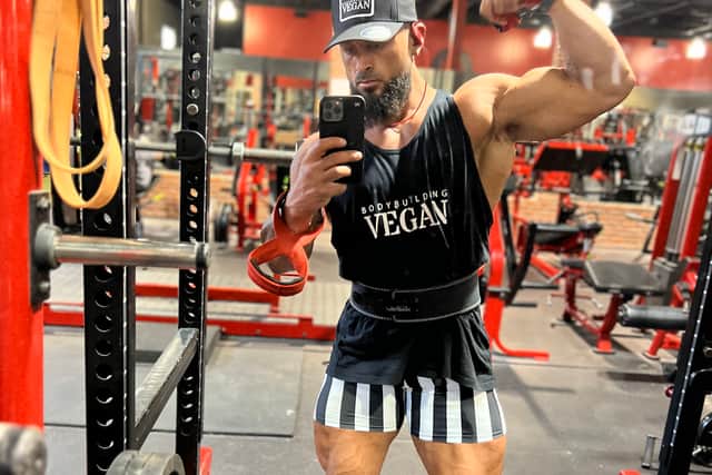 His go-to protein sources include textured vegetable protein (TVP), seitan, tofu, tempeh and vegan protein powder blended into oats, smoothies or cream of rice bowls.