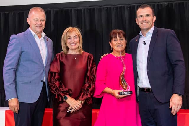 Paul Fritz, CEO Dovida, Mary Kennedy, broadcaster and awards judge, Mary Kenihan, Dovida Munster Caregiver of the Year 2025 and Shane Jennings, CEO Dovida Ireland | PICTURE: Karl Hussey Photography