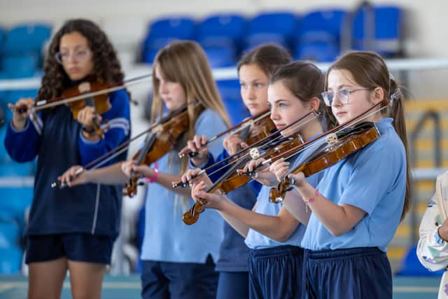 'We are having a wonderful day with our young violin players in TUS Athlone. A large-scale performance of Coldplay's Viva La Vida has been the highlight for many of the children involved. MORE BELOW PICTURE.