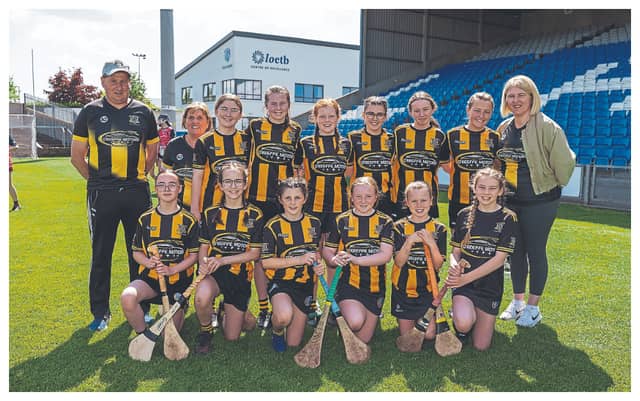 Camross NS who played Our Lady’s Meadow NS Durrow in the Division 1 Shield camogie final at the Cumann na mBunscol finals in Laois Hire O’Moore Park. Picture: Alf Harvey.