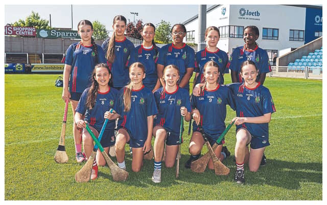 Gaelscoil Phortlaoise who played The Heatrh NS in the Division 2 Camogie championship final at the Cumann na mBunscol finals in Laois Hire O’Moore Park. Picture: Alf Harvey.