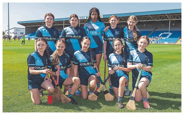 Scoil Bhride Portlaoise who played Ballyadams NS in the Division 4 camogie shield final at the Cumann na mBunscol finals in Laois Hire O’Moore Park. Picture: Alf Harvey.