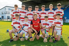 Our Lady’s Meadow Durrow who played Scoil Bhride Rathdowney in the Division 1 championship hurling final at the Cumann na mBunscol finals in Laois Hire O’Moore Park. Picture: Alf Harvey.