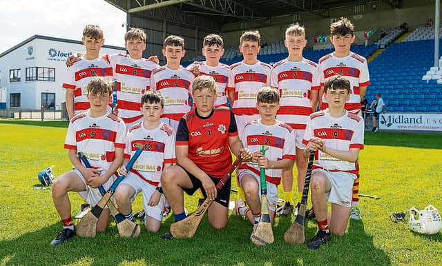 Our Lady’s Meadow Durrow who played Scoil Bhride Rathdowney in the Division 1 championship hurling final at the Cumann na mBunscol finals in Laois Hire O’Moore Park. Picture: Alf Harvey.