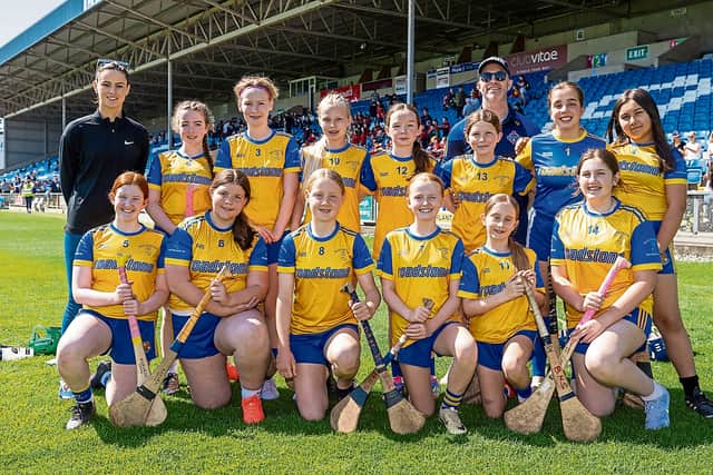 The next five minutes belonged to Aoibhinn Brennan, who rattled in three goals back-to-back in one of the fastest hat-tricks O’Moore Park has ever seen. Gajoch followed up with her second goal of the game before Brennan closed out the final with two more goals. TEAMS AND SCORERS BELOW PICTURE.