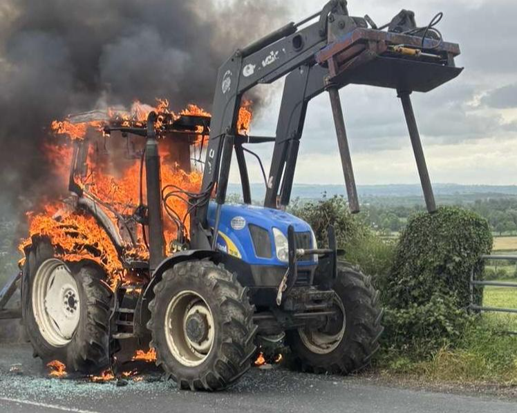 Tractor engulfed in flames in Limerick as driver travels to co-op